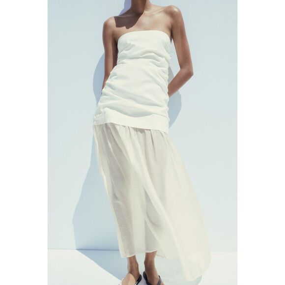 NWT ZARA COMBINATION STRAPLESS MIDI DRESS - Picture 5 of 12